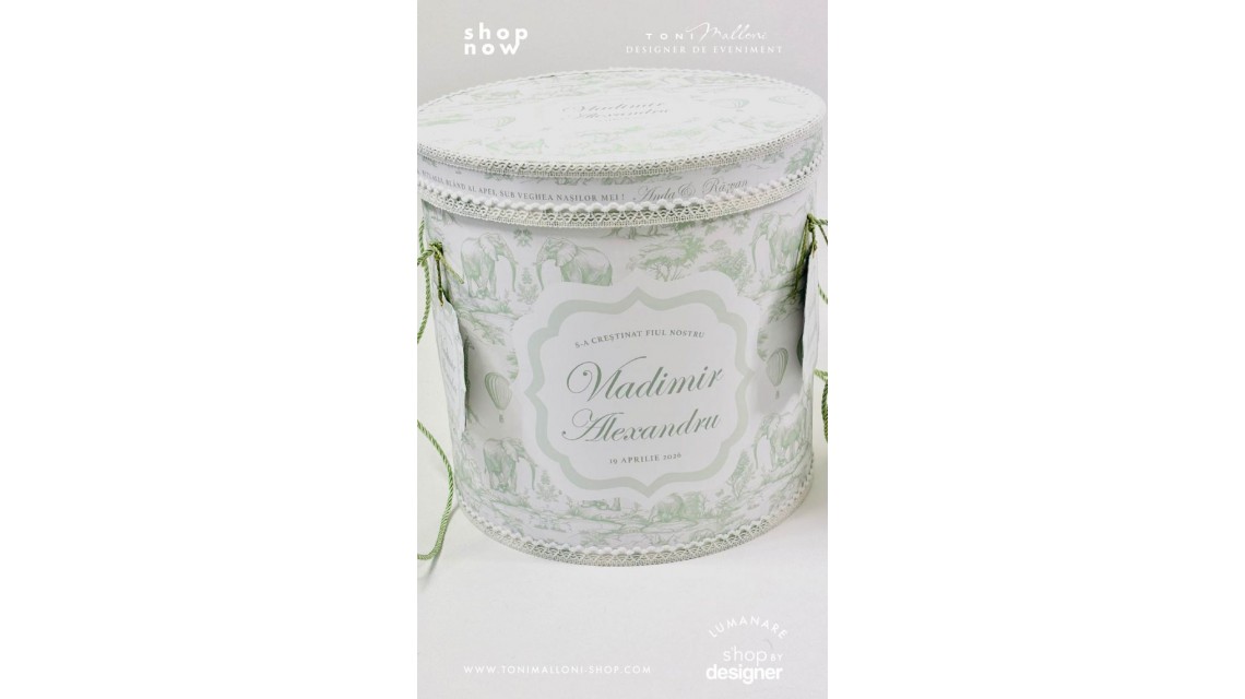 Trusou botez Green Safari personalizat băiat – tematică jungle elegantă verde 7